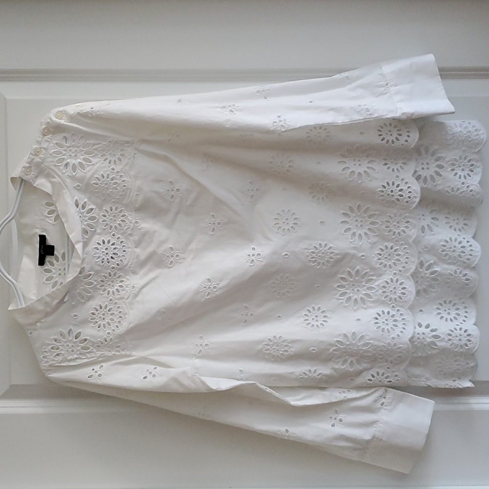 J.Crew Funnelneck shirt in eyelet White Size 0 Style #H7572
